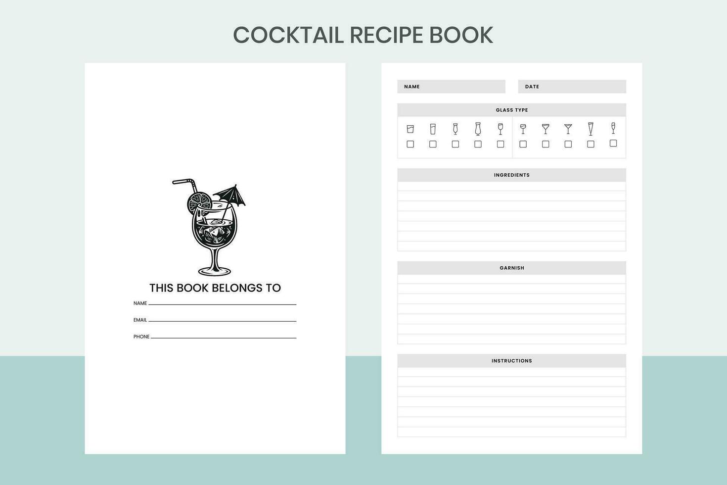 Cocktail Recipe Book Free Template vector