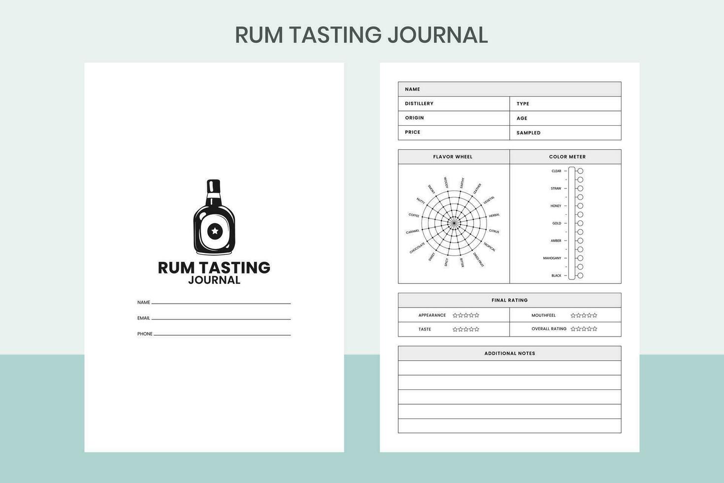 Rum Tasting Journal Pro Template vector