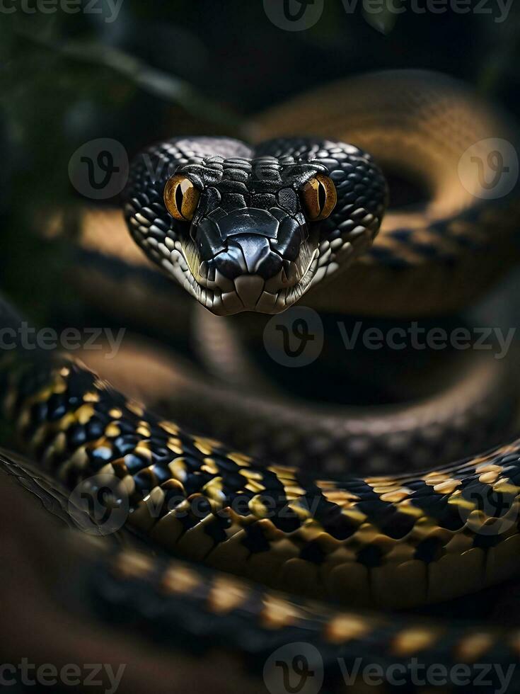 AI generated Close up of scary cobra. ai generative photo