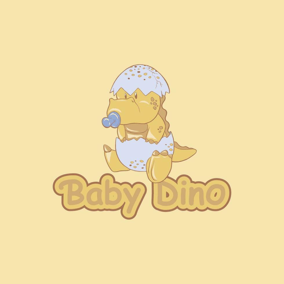 Baby dino Cartoon design, Animal logo design vector