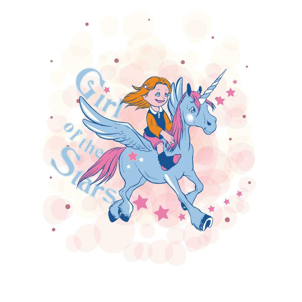 a girl riding a pony cartoon design vector