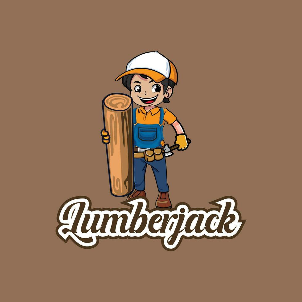 Mascot lumberjack logo design vector