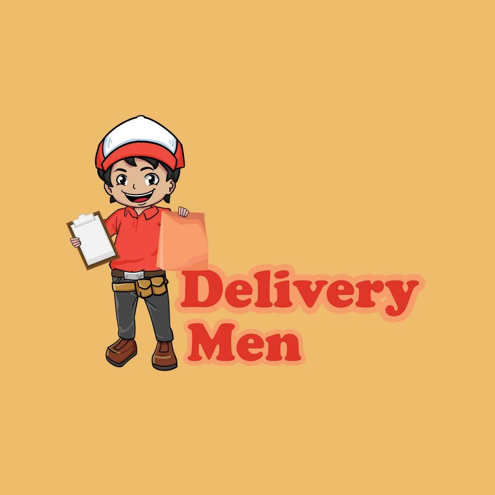 delivery man cartoon logo design vector
