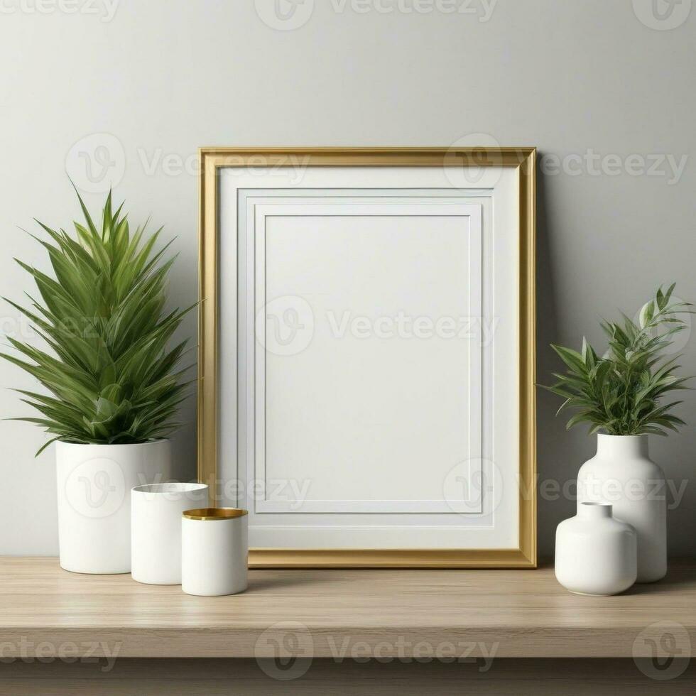 AI generated 3d render style, mockup picture frames ready to decorate elements to look beautiful. ai generative photo