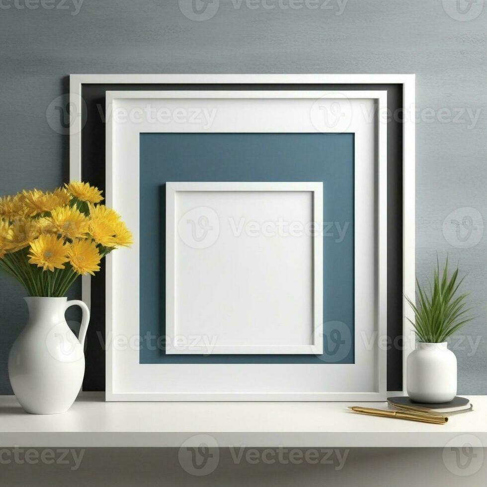 AI generated 3d render style, mockup picture frames ready to decorate elements to look beautiful. ai generative photo