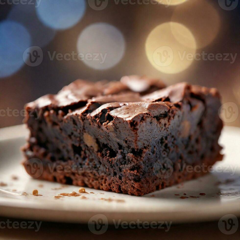 AI generated Close up of a Brownie, foreground sharp with bokeh background. ai generative photo