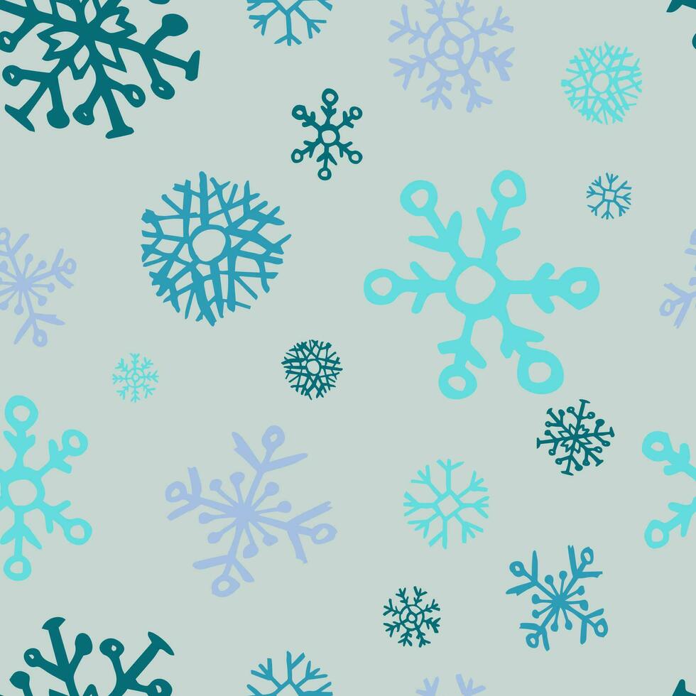 Seamless background of hand drawn snowflakes. Christmas and New Year decoration elements. Vector illustration.