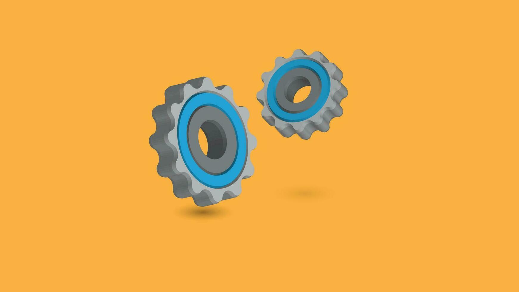 3d gear icon, cartoon style vector