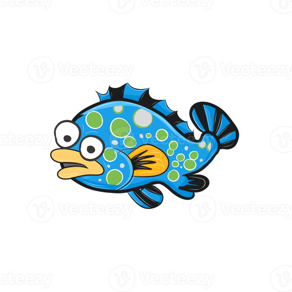 carino e fresco corallo pesce illustrazione nel piatto design professionista png c