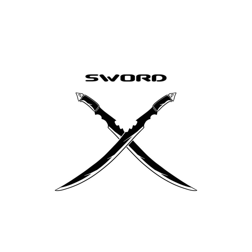 swords icon. Black silhouette. Front side view. Vector simple flat graphic illustration. Isolated object on a white background. Isolate