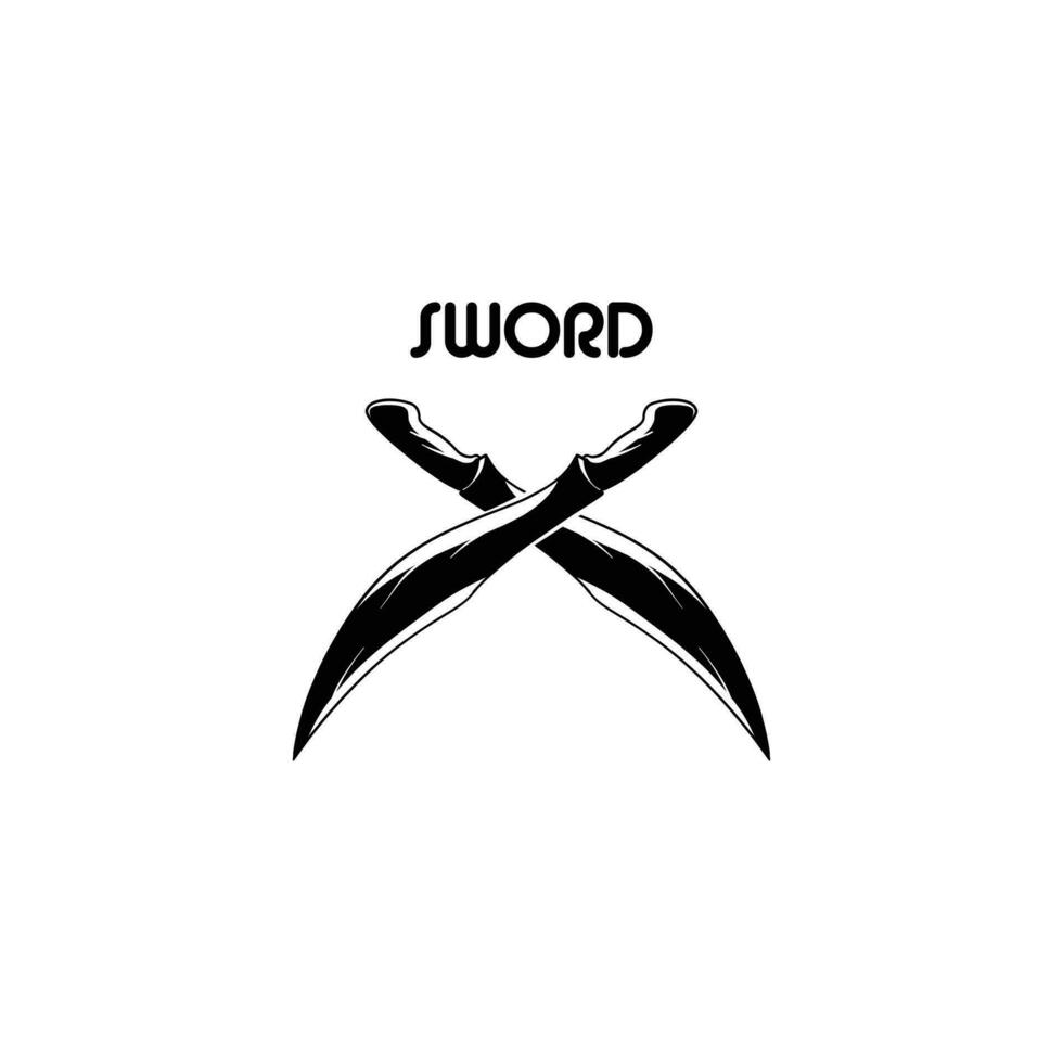 swords icon. Black silhouette. Front side view. Vector simple flat graphic illustration. Isolated object on a white background. Isolate