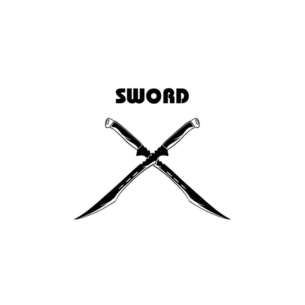 swords icon. Black silhouette. Front side view. Vector simple flat graphic illustration. Isolated object on a white background. Isolate