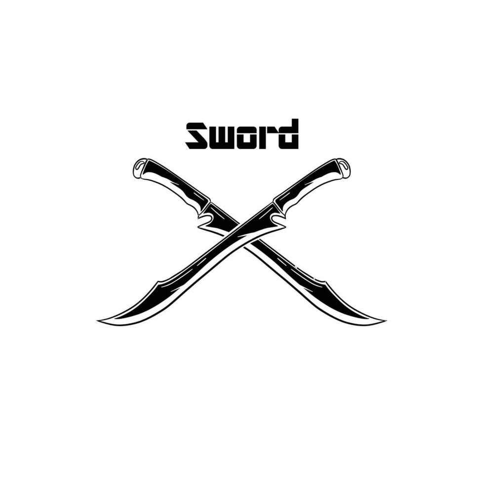 swords icon. Black silhouette. Front side view. Vector simple flat graphic illustration. Isolated object on a white background. Isolate