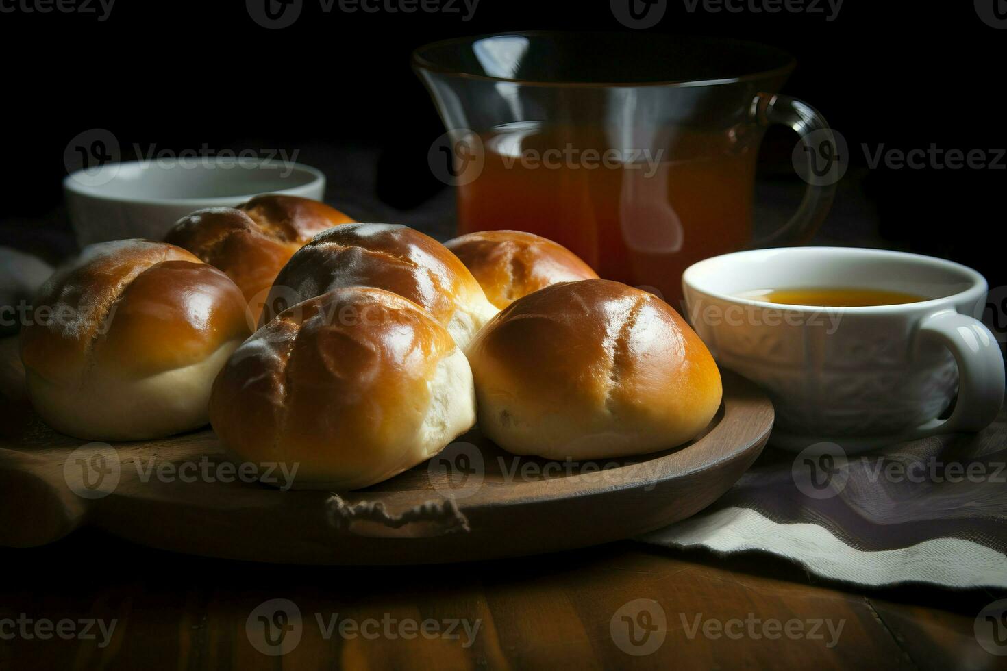 AI generated Saint Lucia buns with tea. Generate ai photo