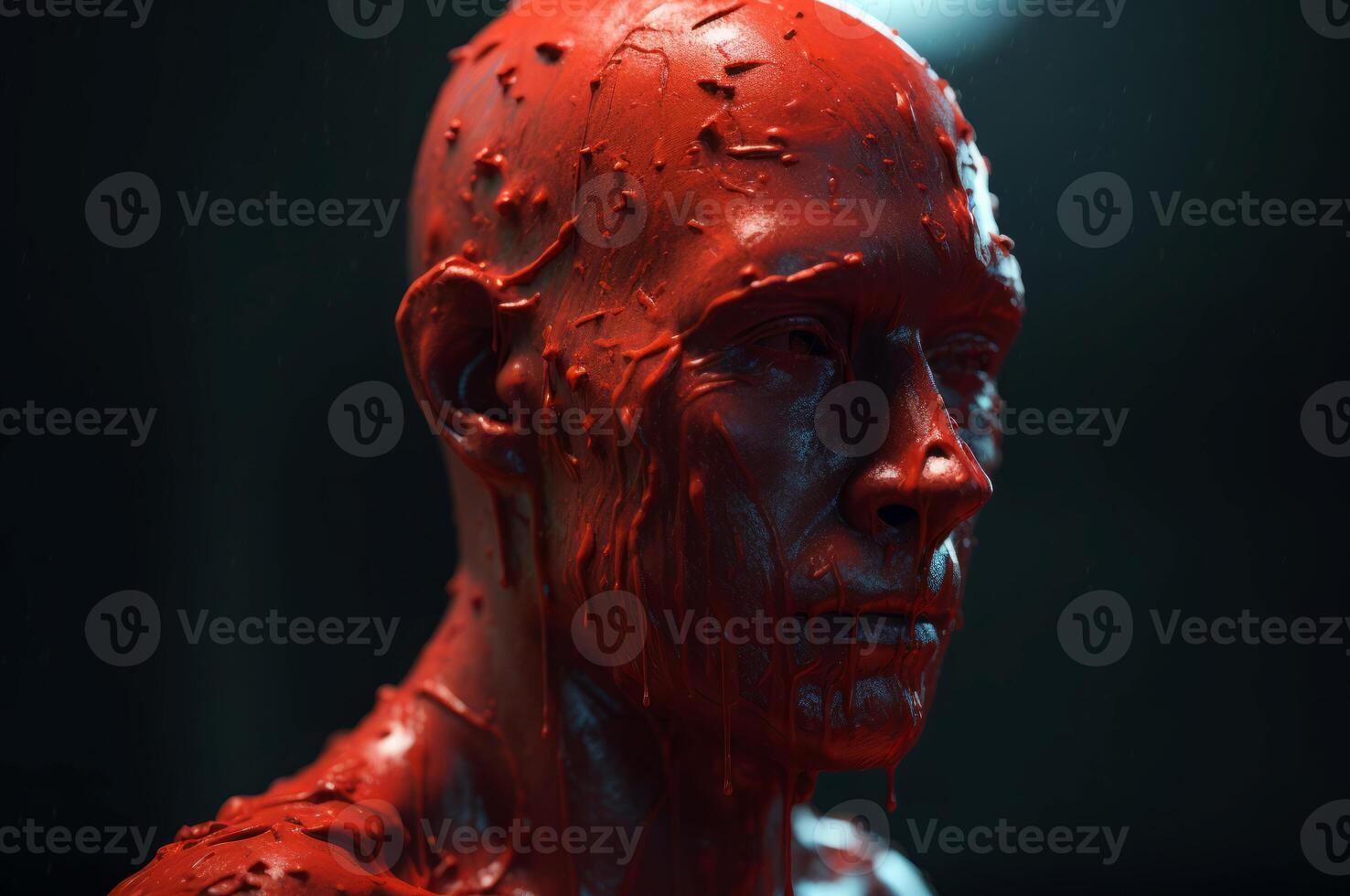 AI generated Male red wax head. Generate ai photo