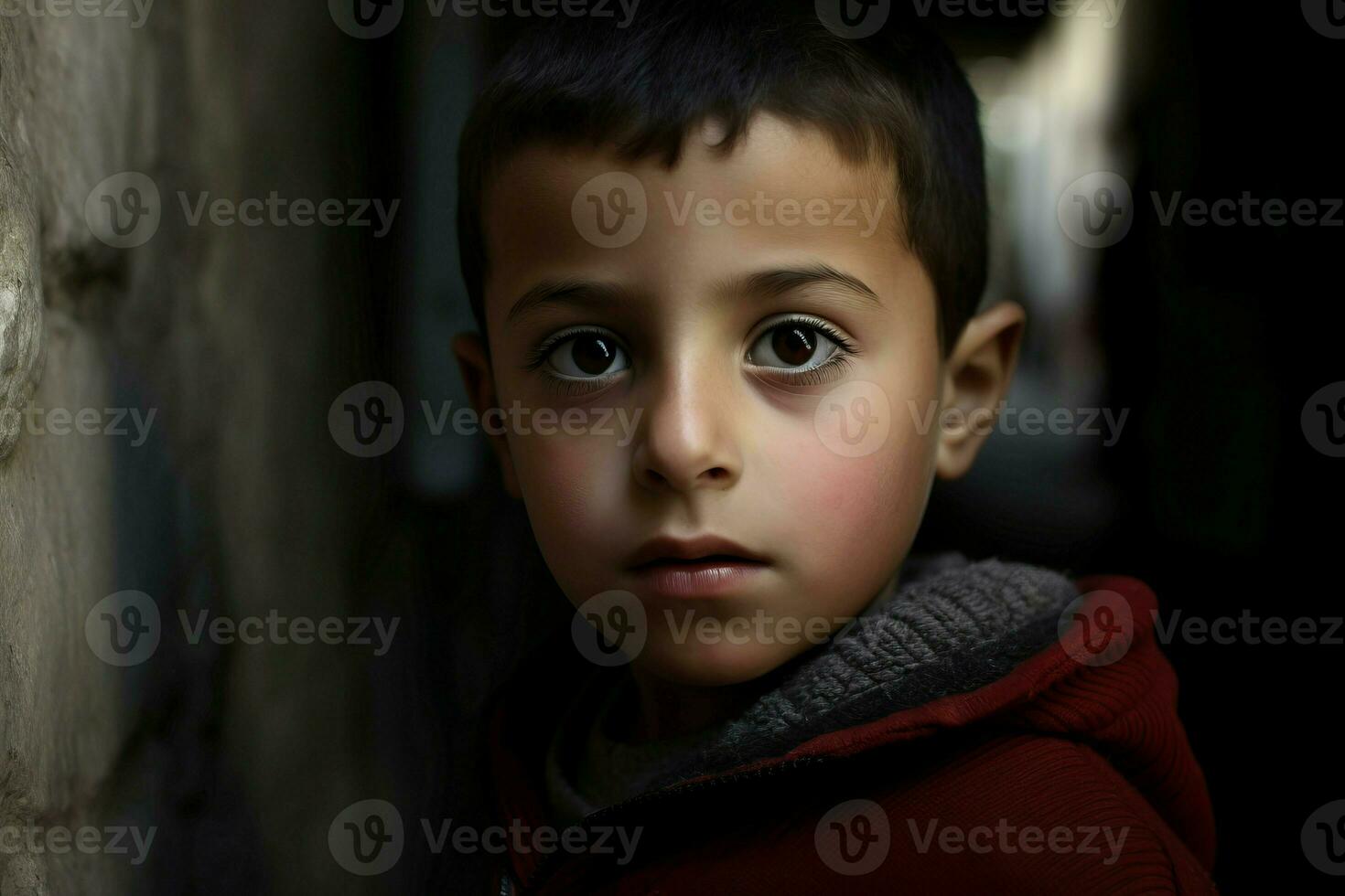 AI generated Small Arab boy outdoor portrait. Generate ai photo