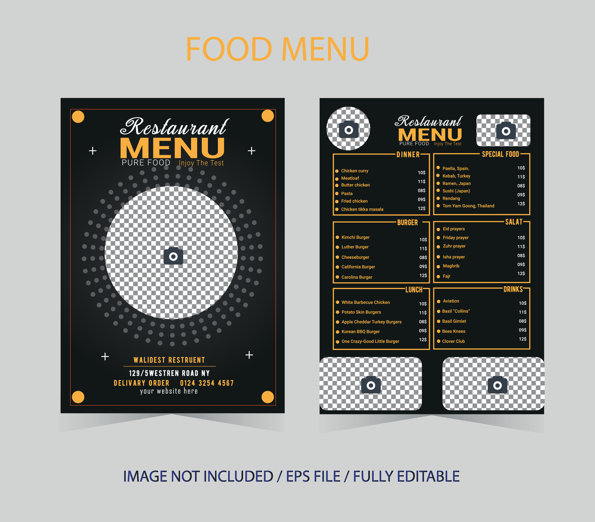 Amazing custom editable food and restaurant menu design 35566661 Vector ...