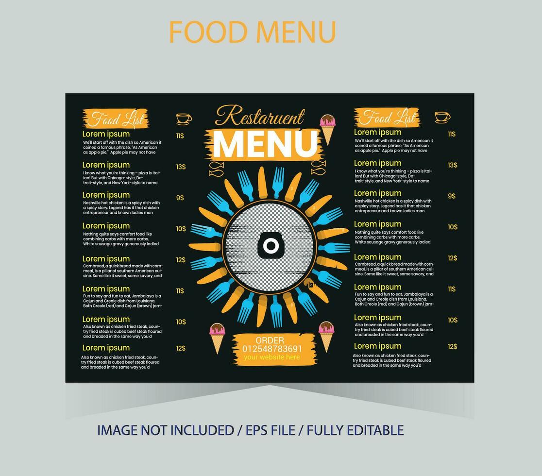 Free Amazing custom editable food and restaurant menu design vector