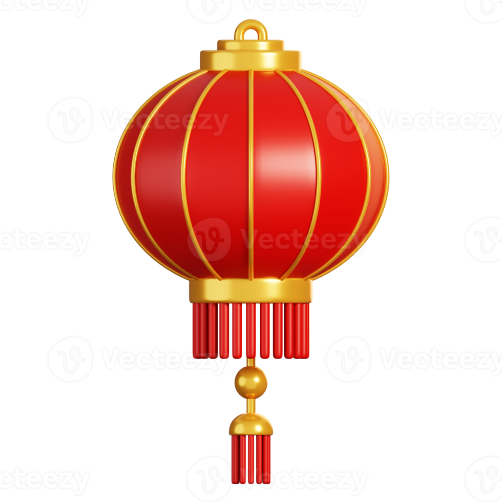 Chinese lantern or lampion. Chinese new year elements icon. 3D rendering png