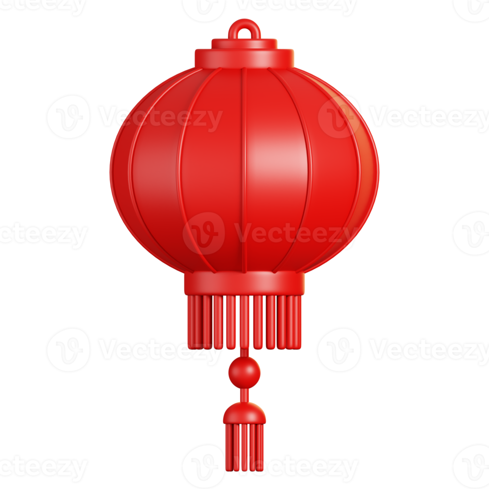 Chinese lantern or lampion. Chinese new year elements icon. 3D rendering png