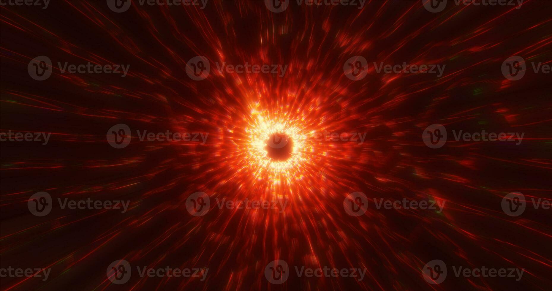 Beautiful abstract red fire tunnel made of futuristic digital stripes and lines glowing with bright magic energy on a black space background. Abstract background photo