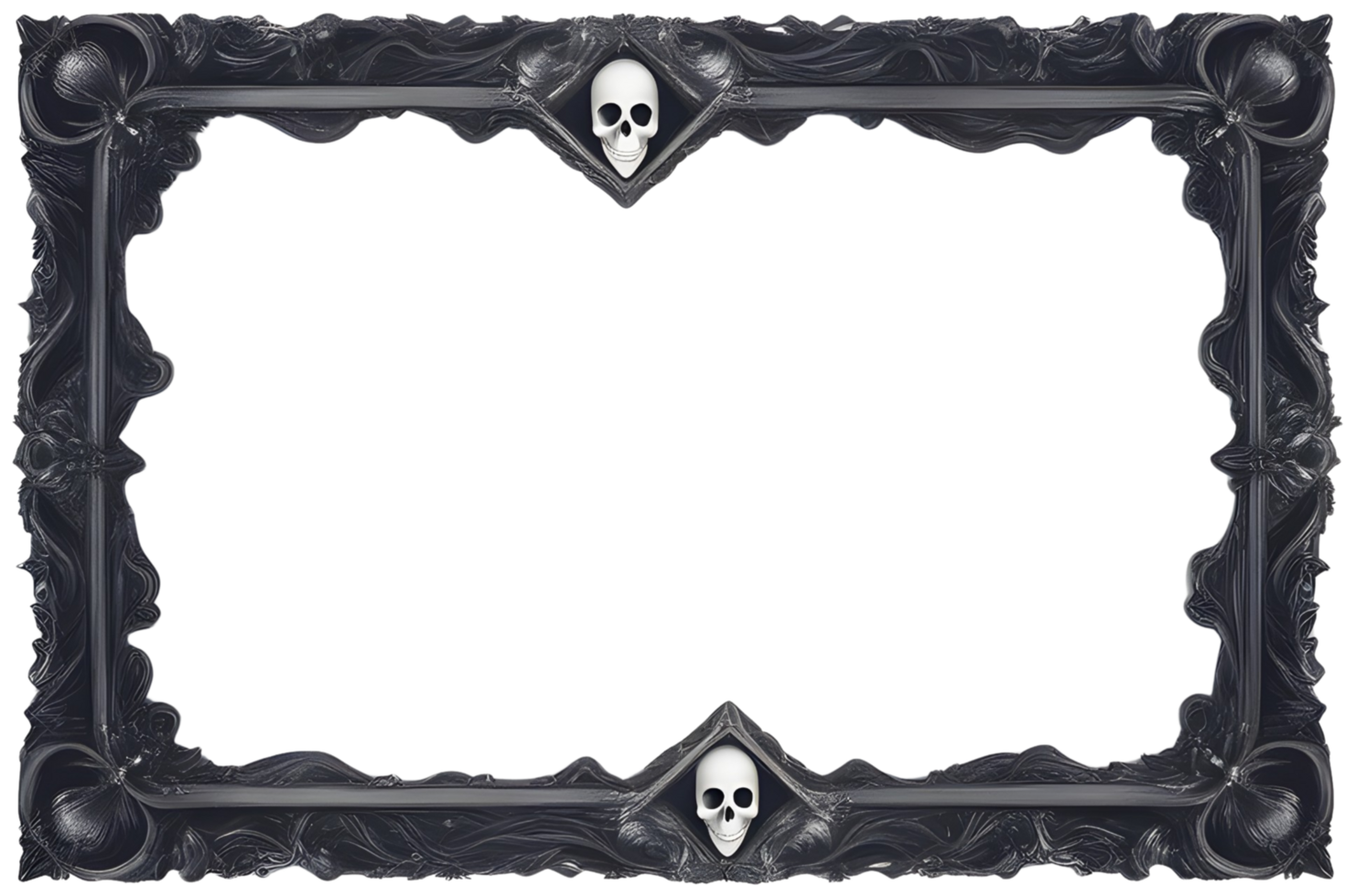 AI generated Skull 3D border frame PNG transparent background