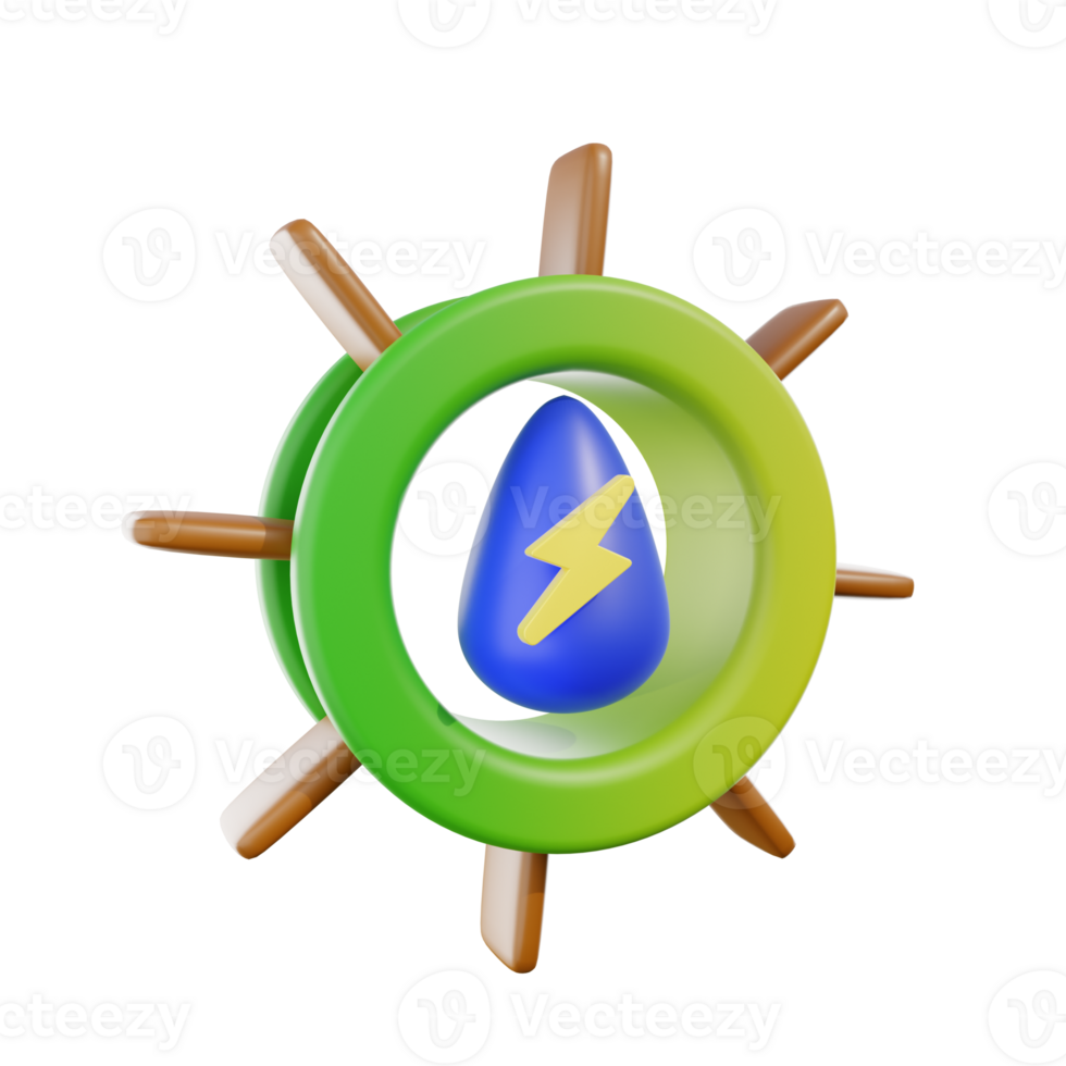 water energy 3d icon illustration. Clean energy sourced from water png