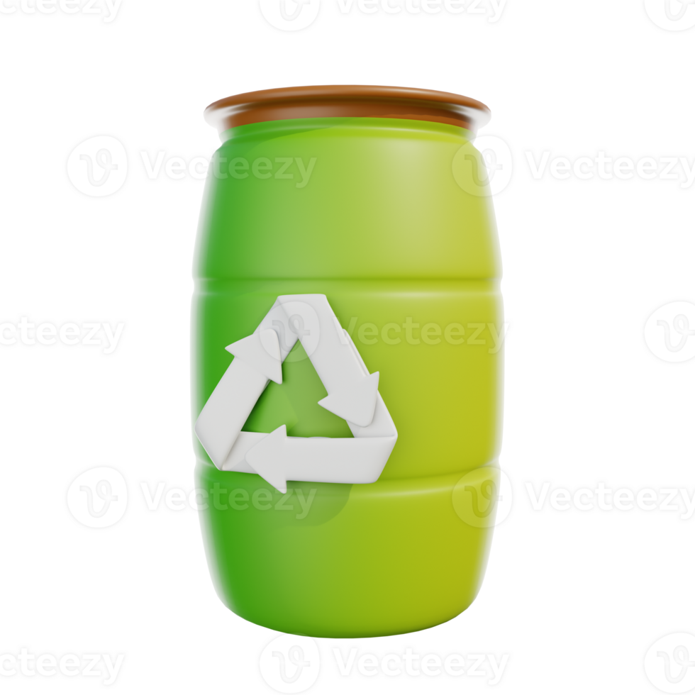 3d icon eco oil barrel. An environmentally friendly drum that is recyclable png
