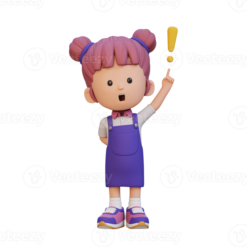3D cute girl got an idea png