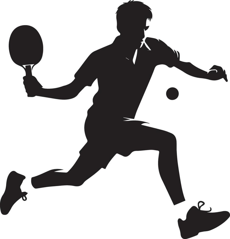 Table Tennis player vector silhouette, Silhouette, black color, Tennis Player Pose vector