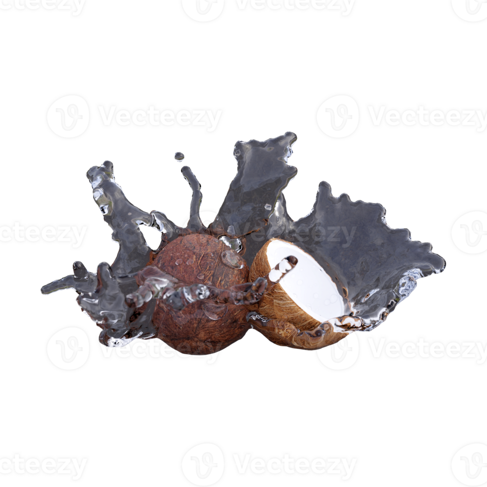 Realistic 3D render of coconut best for commercial and Design purpose png