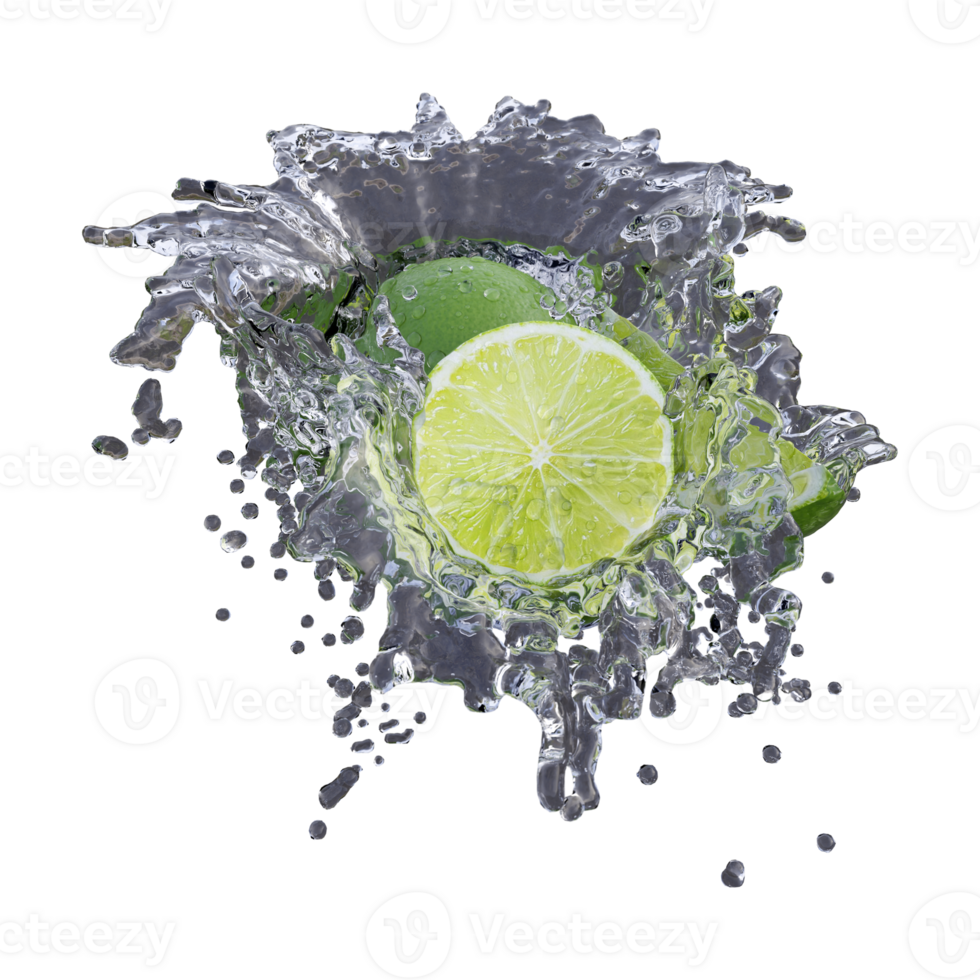Realistic 3D render of Lime Fruit best for commercial and Design purpose png