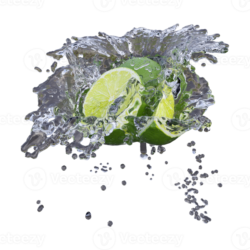 Realistic 3D render of Lime Fruit best for commercial and Design purpose png