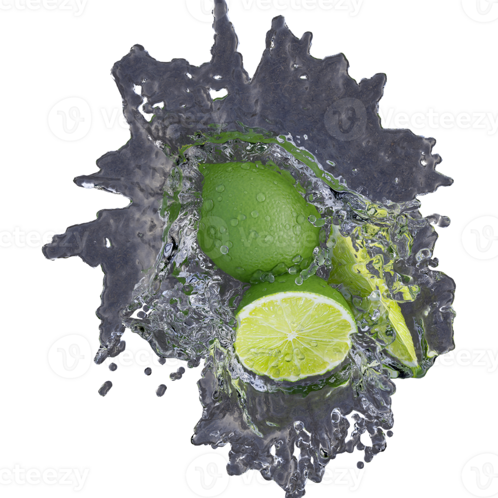 Realistic 3D render of Lime Fruit best for commercial and Design purpose png
