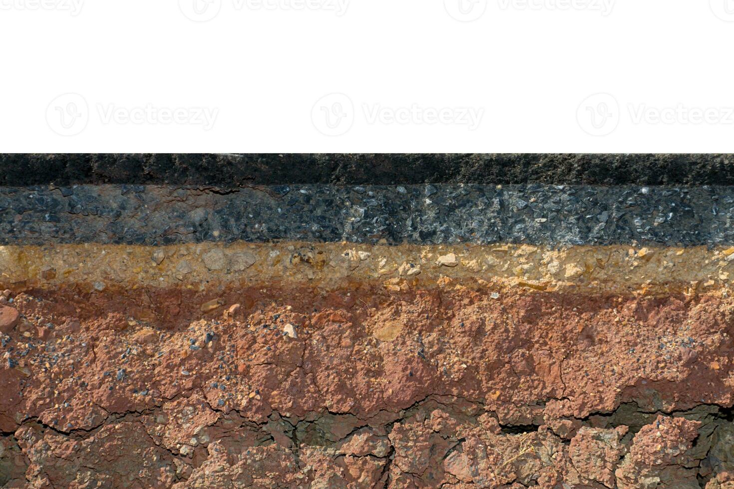 Soil and rock layers of the road photo