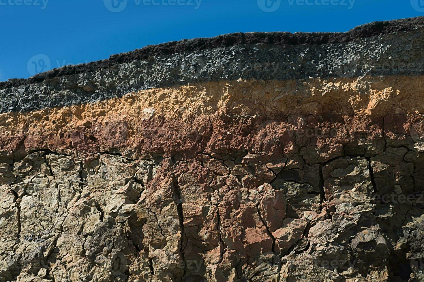 Soil and rock layers of the road photo