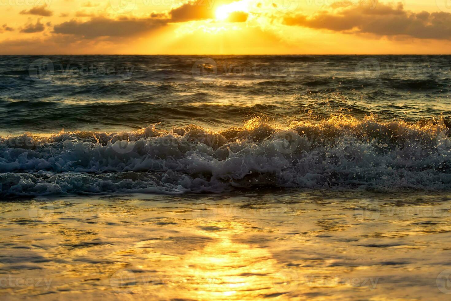 Sunrise sky on the beach. photo