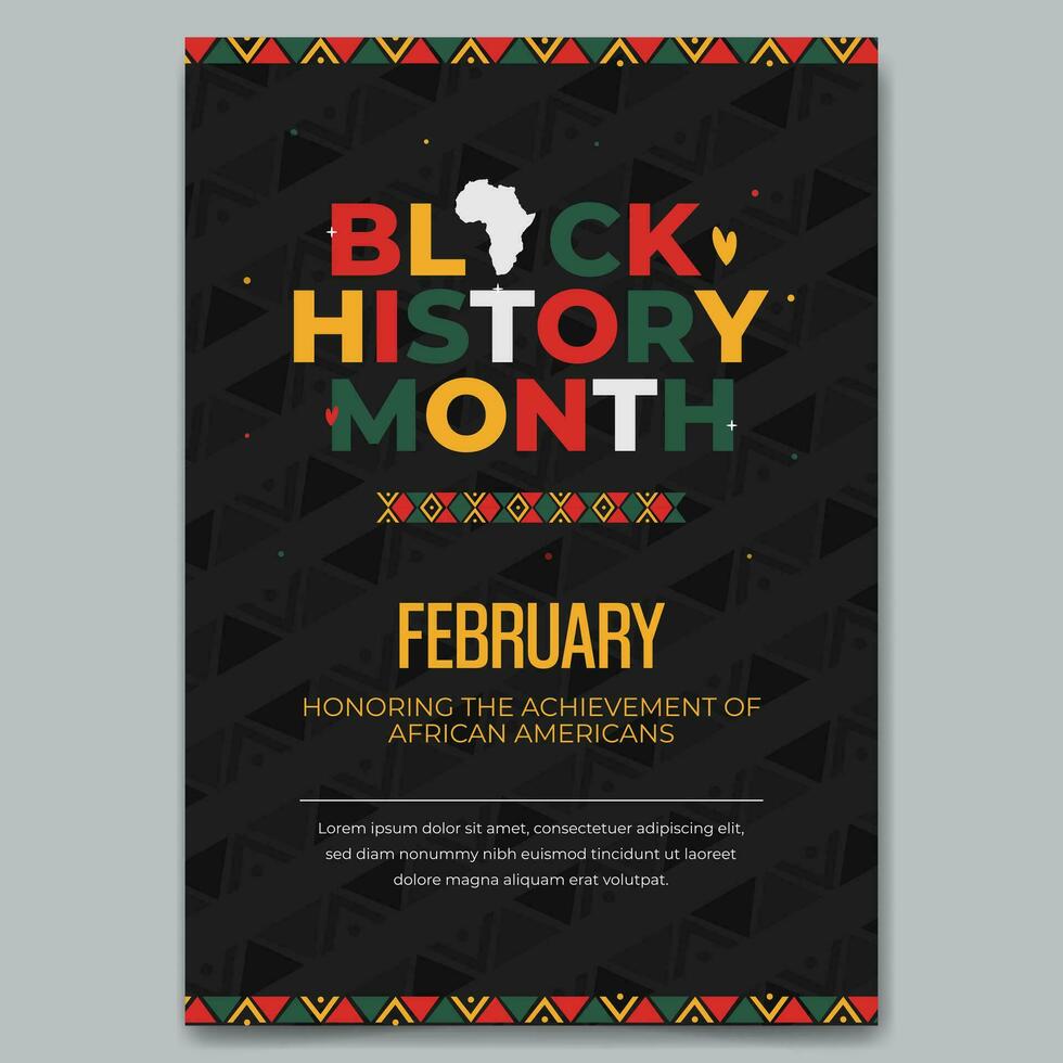 Black History Month Day flyer with African ornament illustration vector