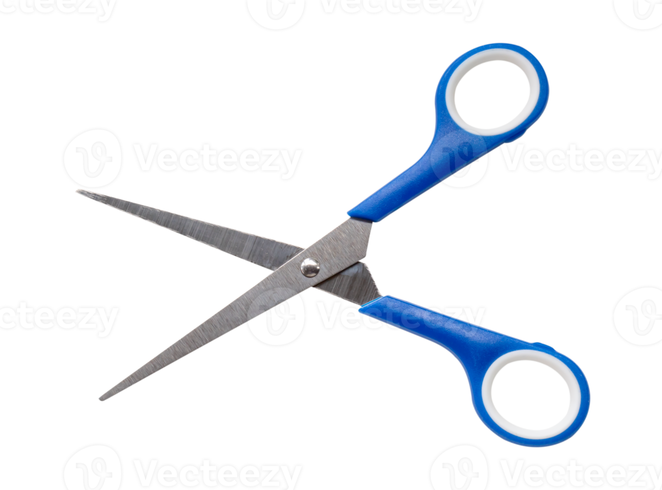 Small multipurpose scissors with blue handle isolated with clipping path in png file format