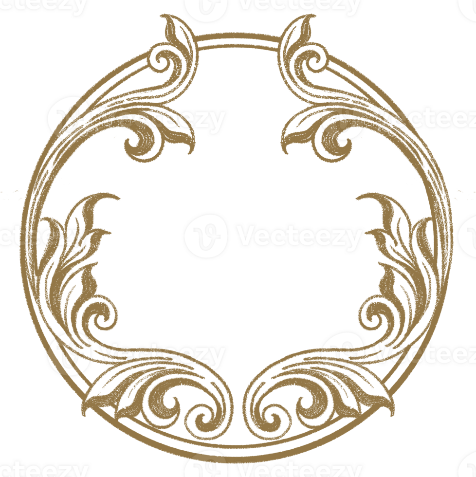 Vintage frame elements decoration circle, hand drawn. png