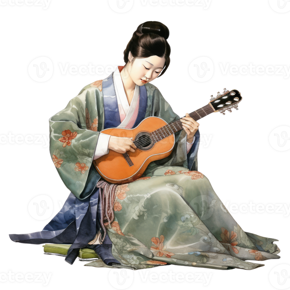 AI generated Woman wear traditional clothes in various poses AI Generative png