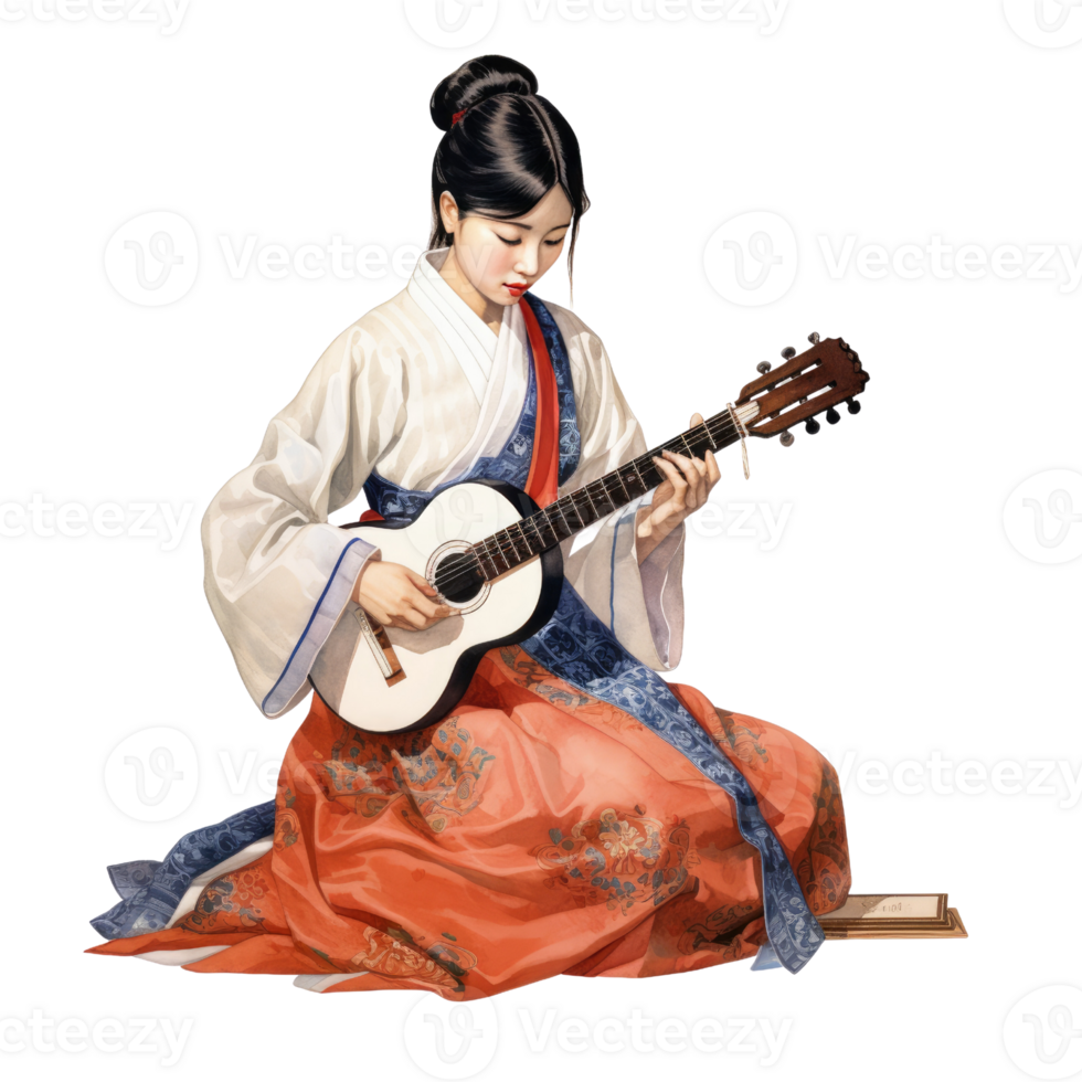 AI generated Woman wear traditional clothes in various poses AI Generative png