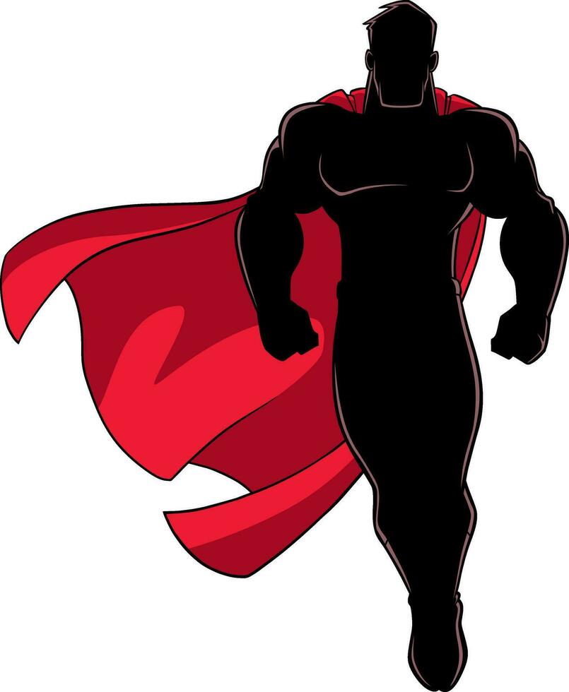 Superhero Flying on White Silhouette vector