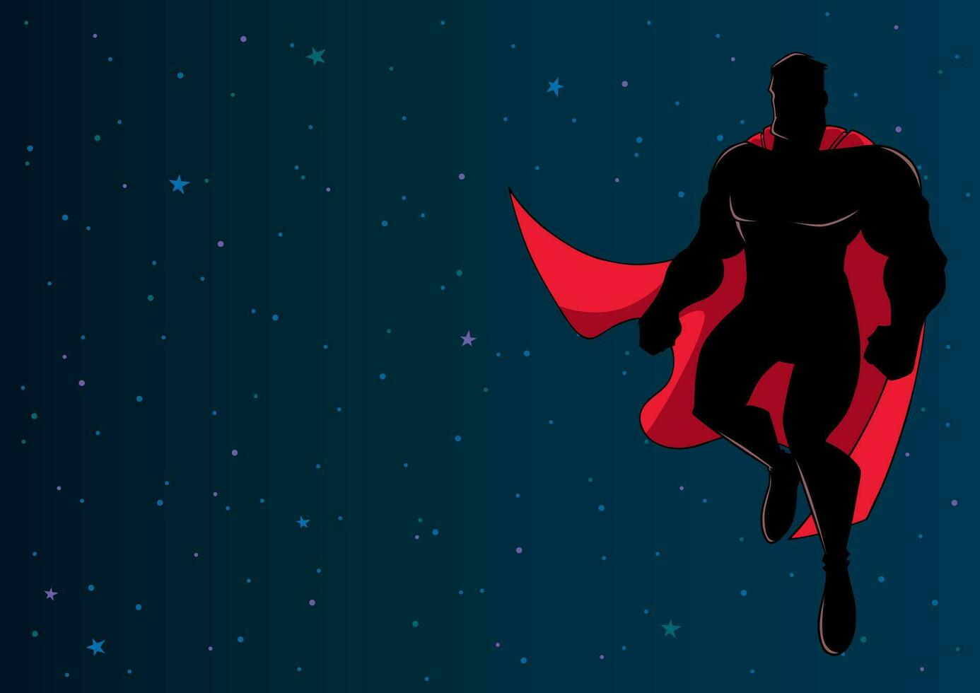 Superhero Flying in Space Silhouette vector