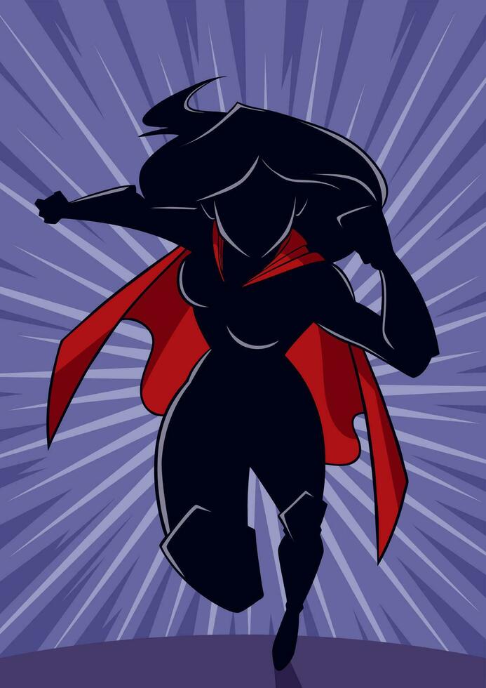 Superheroine Running Abstract Background Silhouette vector