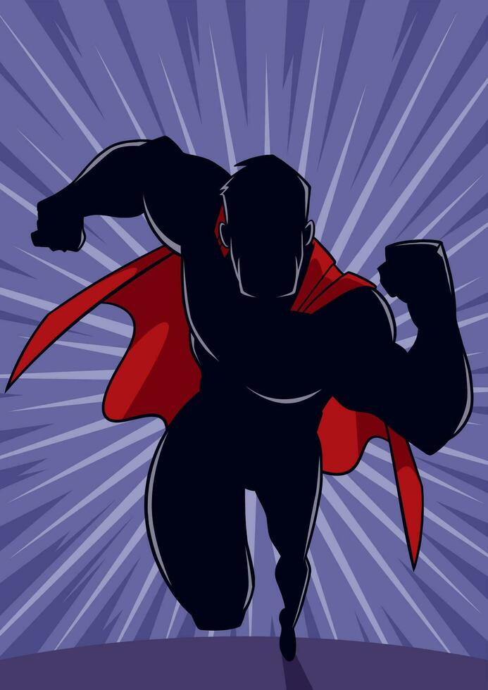 Superhero Running Abstract Background Silhouette vector