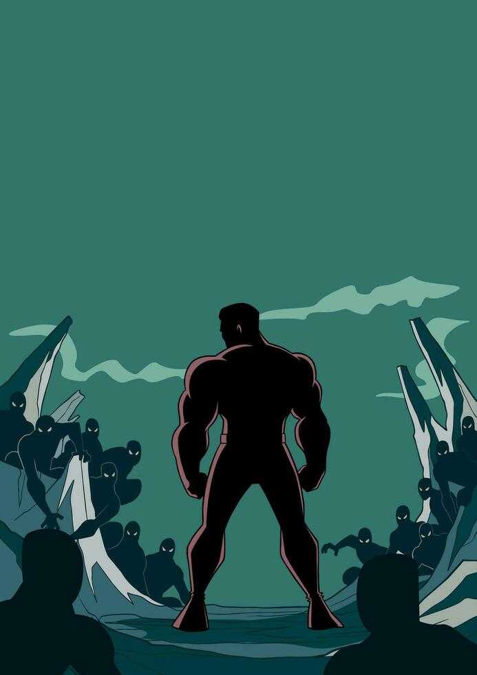 Superhero Ready for Battle Silhouette 2 vector