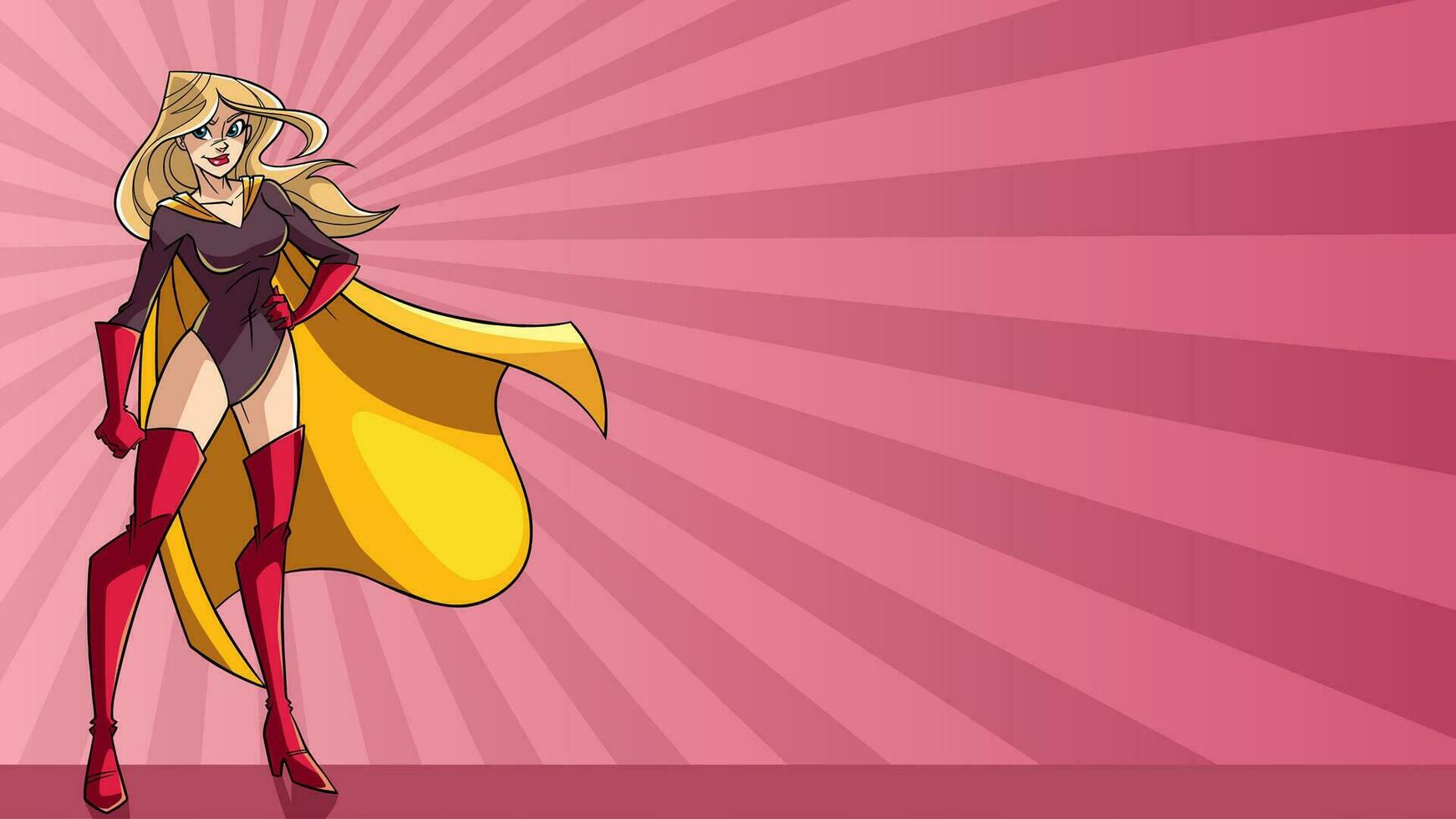 Superheroine Standing Tall Ray Light Background vector