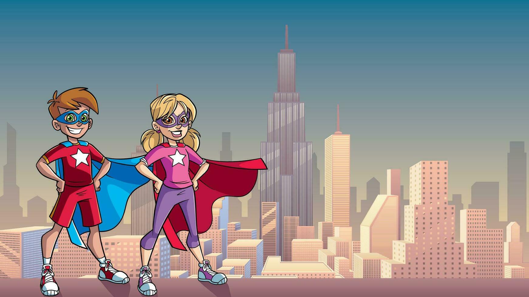 Little Super Kids City Background vector