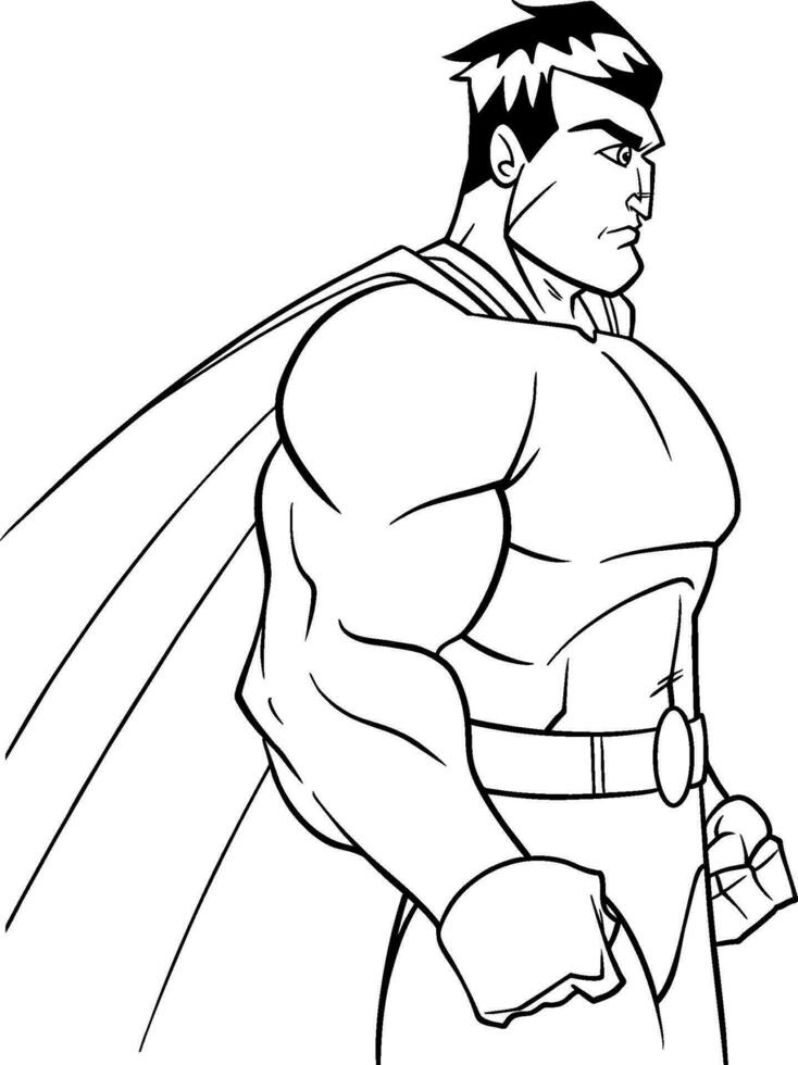 Superhero Side Profile Line Art vector